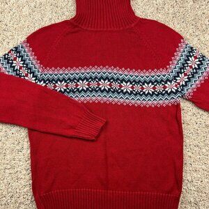 Aeropostale Adult Large Christmas Long Sleeve Xmas Sweater Red Snowflake Turtle